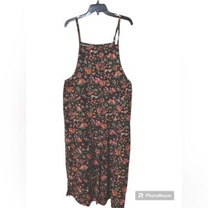 Faded Brown Floral Overalls